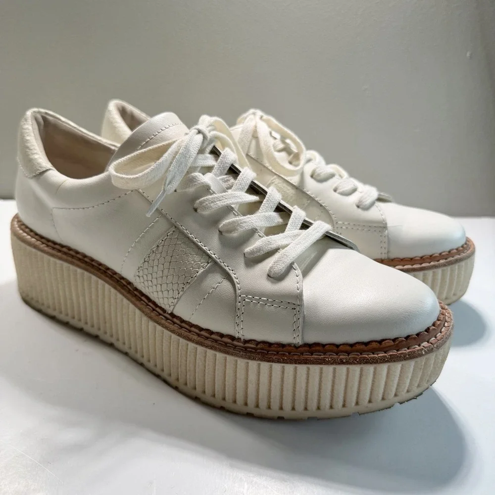 Dolce Vita Women's‎ Platform Sneaker 8.5 Ivory Lace Up Classic Preppy
